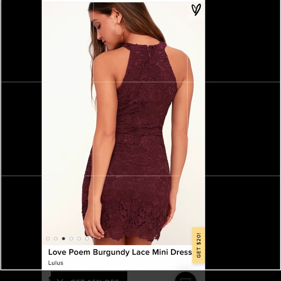 Love Poem Burgundy Lace Mini Dress - Picture 3 of 8